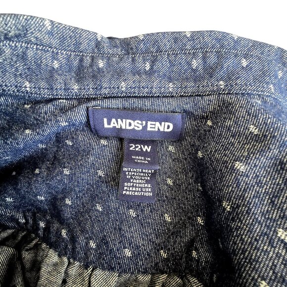 Lands End Womens Button-Up Shirt Blue With White Polka Dot Print Size 22 CM2013 - Picture 6 of 8